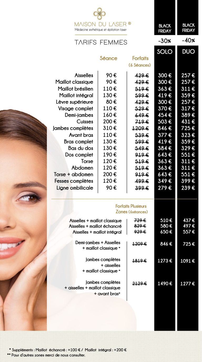 Prix épilation définitive laser Paris Bercy Maison Du Laser